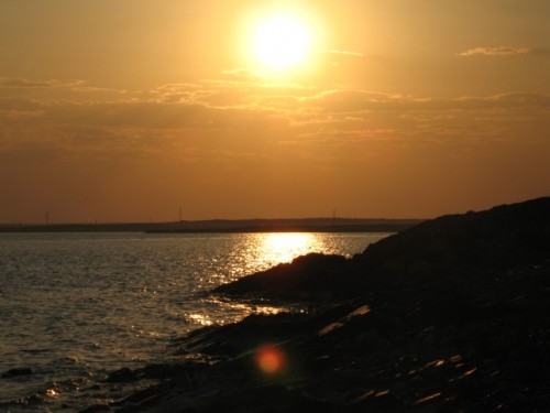 Beautiful sunset over Lake Balkhash