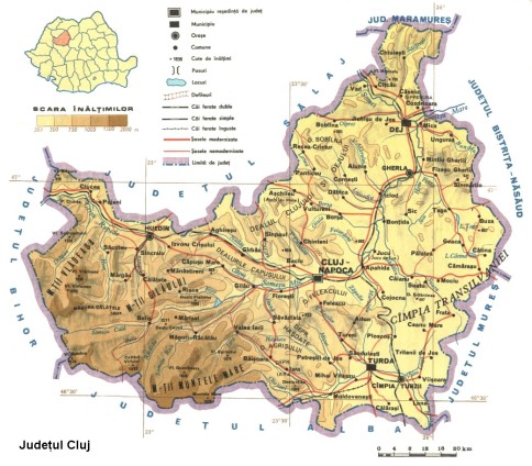 judeţul Cluj harta