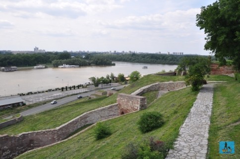 Vedere din cetatea Kalemegden asupra fluviului Dunărea, Belgrad, Serbia