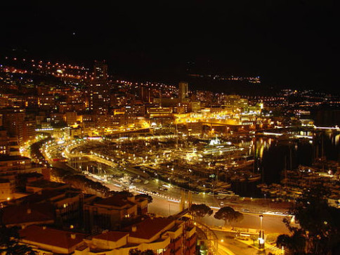 Thousands of lights cover Monte Carlo, the capital during night