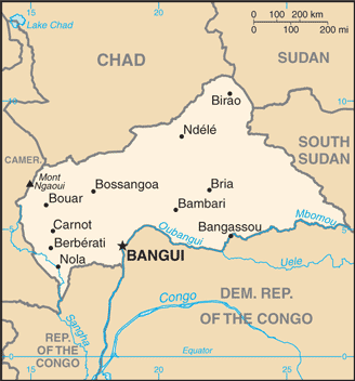 republica centrafricană harta