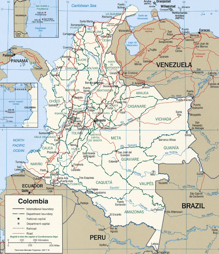 colombia map harta