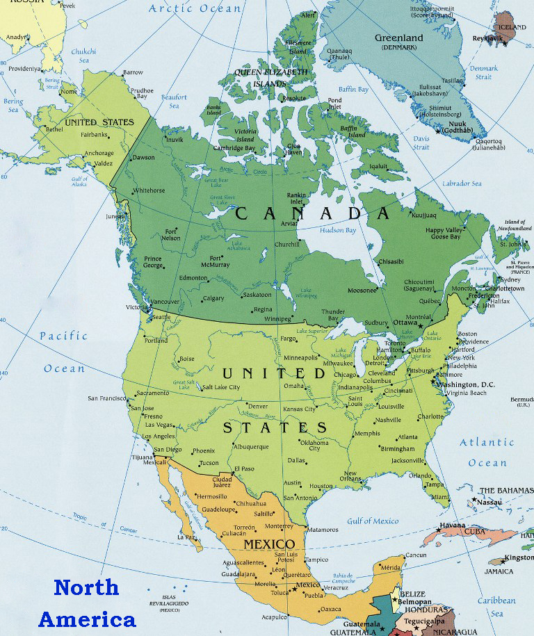 north america map harta america de nord