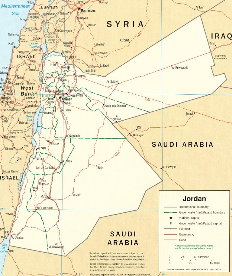 jordan map harta iordania