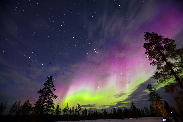 Aurora Borealis or the Northern Lights in Lapland, North Finland