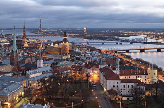 Riga Panorama with Saint Peter Church in the middle, Latvia
