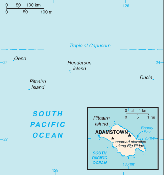pitcairn islands map harta insulele pitcairn