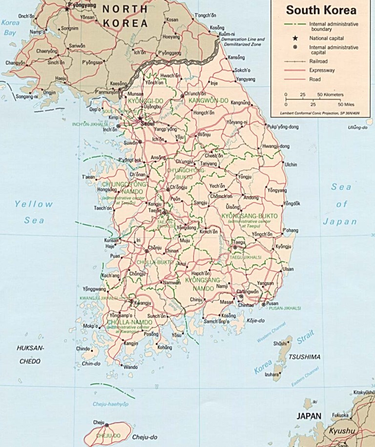 south korea map coreea de sud harta