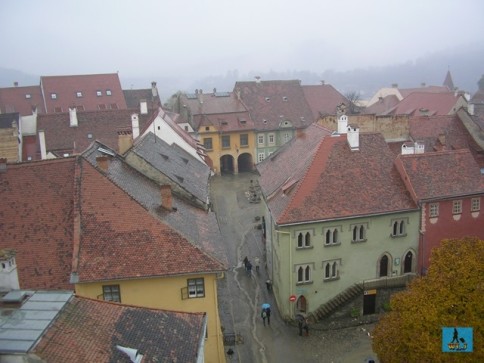 Orașul Vechi văzut din Turnul cu Ceas, oraşul Sighişoara