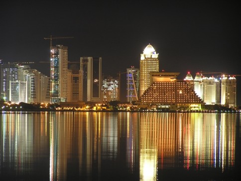 Shiny and beautiful lights in the capital Doha, Qatar