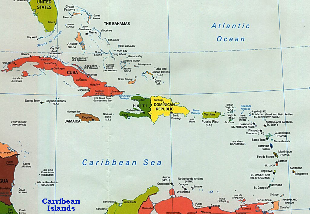 harta caraibe caribbean map