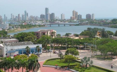 Cartagena City panorama with skyscrapers behind