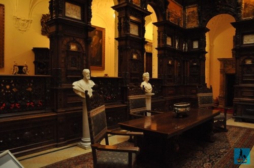 The Honor Hall of Peles Castle enriched with statues and decorations