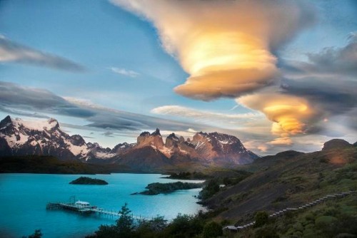 You can see splendid sunsets in Torres del Paine National Park
