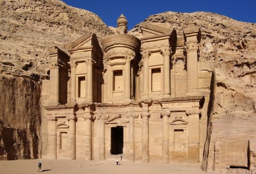 The splendid Treasury, the facade that you see first time before entering Petra in Jordan